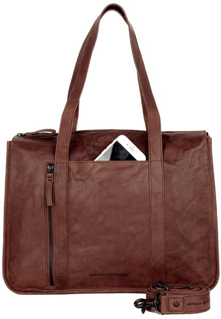 Leren Laptop / Schoudertas - 15 inch - Catrenia - Donkerbruin