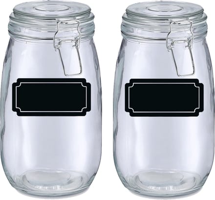 Weckpotten/inmaakpotten - 4x - 1.4L - glas - met beugelsluiting - incl. etiketten