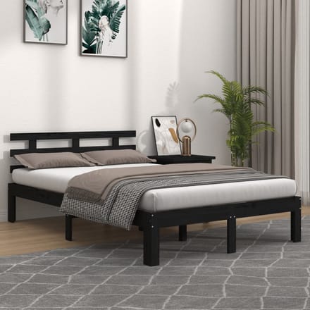 vidaXL - Bedframe - massief - hout - zwart - 200x200 - cm