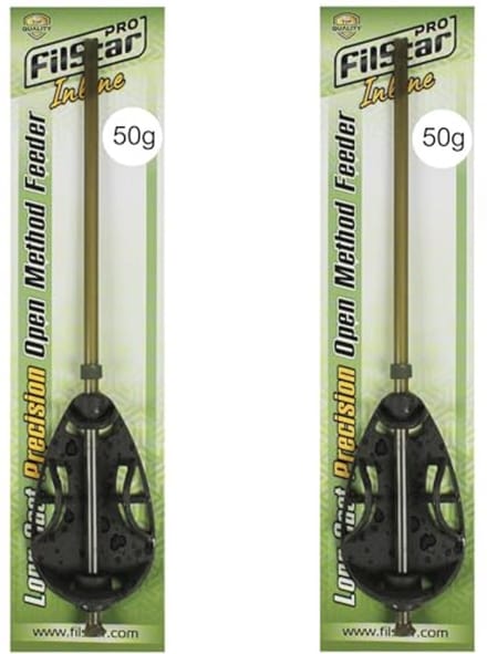 Inline Long Cast Method Feeder Set voor Karpervissen - 2 x 50 g Voederdispenser en Voedermand