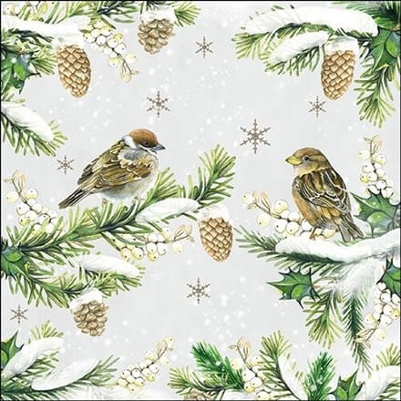 Ambiente servetten - 33x33cm - 20 stuks - Sparrows in snow