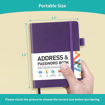 Adres- en Wachtwoordboek met Alfabetische Tabs, Hardcover Organizer