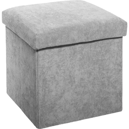 Eazy Living Velvet Poef + Opbergbox Caroline S Grijs