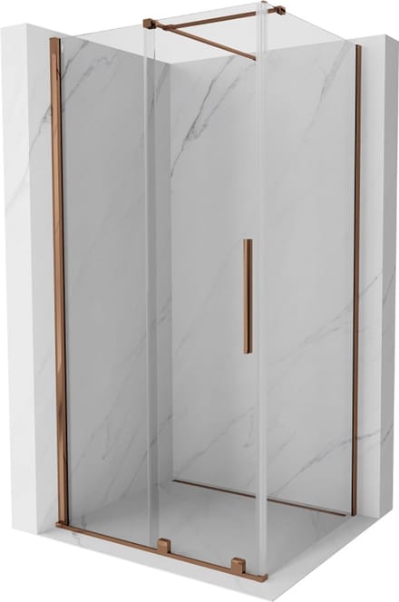Mexen Velar schuifbare douchecabine 90 x 70 , transparant, roségoud - 871-090-070-01-60