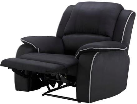 Vente-unique Driezits, tweezits relaxbank en relaxfauteuil van microvezel HERNANI - Zwart