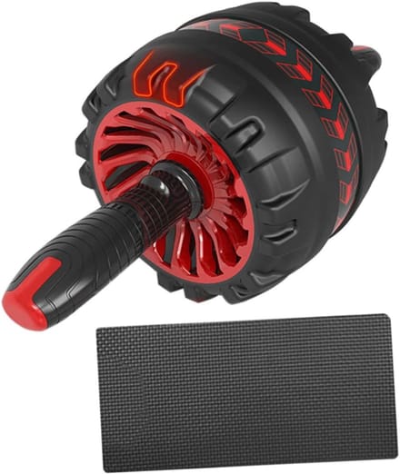 Buikspierwiel Trainingstool - Core Trainer Roller - Thuis Krachttraining - Stille Rubberen Wielen - 40x16.5cm - Rood