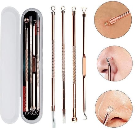 Comedonenlepel set - Mee-eters verwijderen - Blackhead remover - Puistjes - Professionele kit - Extractor tool set - Rose