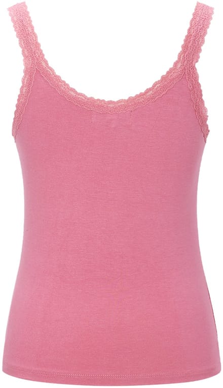 Gimme - Basic Top Lace – Gebreide Top met Kanten Detail – Elegante Onmisbare Essential - Rood - Maat M