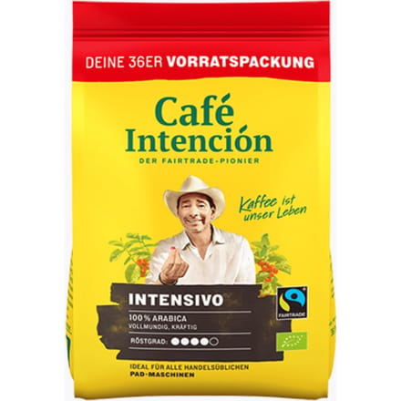Café Intención Fuerte Bio 36 stuks | Honduras, Peru | Biologische Arabica pads voor Senseo machines | Krachtig aromatisch & kruidige Fairtrade koffie