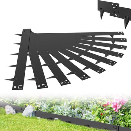 Gazonrand Metaal - Tuinrand Flexibel - Bloembed Begrenzing - Eenvoudige Vormgeving - 10 Stuks 10 Meter - Zwart
