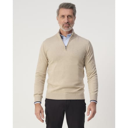 Campbell Trui Pullover Half Zip Sydney 103449 8108 Beige Melange Mannen Maat - XL
