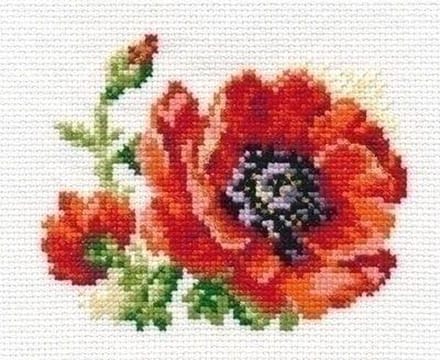 Alisa Borduurpakket Klaprozen 0-80 ca. 11 x 10 cm