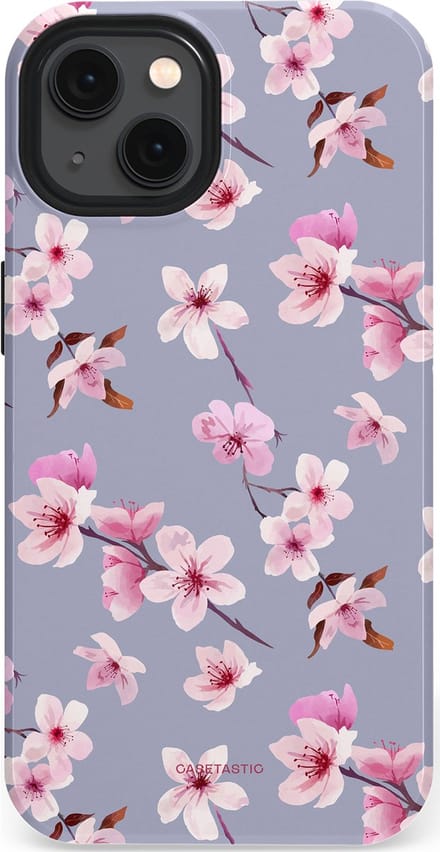 Casetastic hoesje geschikt voor Apple iPhone 13 - MagSafe - Dubbellaagse bescherming - Bloemsem Bries - Fashion Case - Zilver Lichtroze Lila