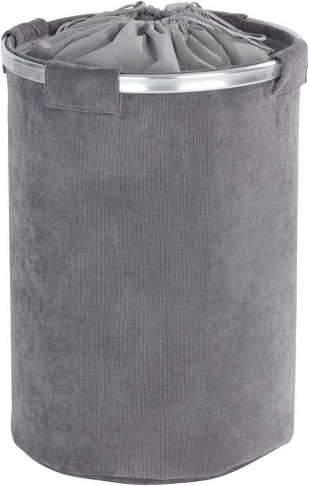 Grijze wasmand met deksel en aluminium frame, 68L