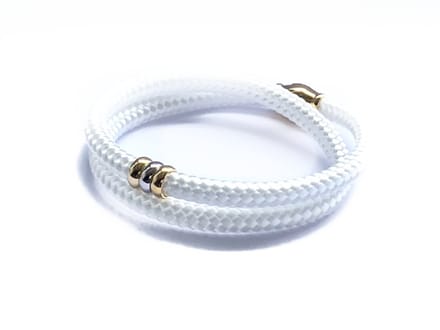 NIEUW! Jolla - dames armband - wikkelarmband - zilver - touw - bedels - Basic Rope - Wit/Goud