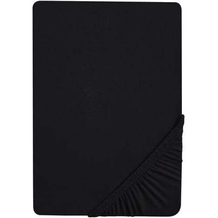 BIBERNA Jersey hoeslaken (Zwart, 90-100 x 200 cm)