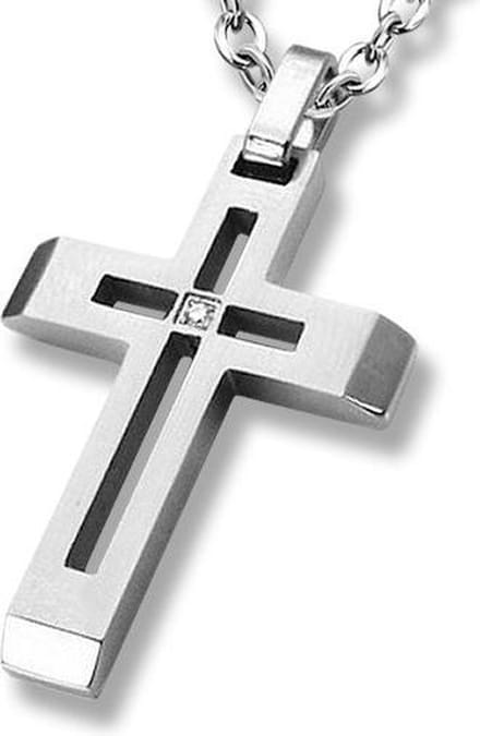 Amanto Ketting Dan - 316L Staal - Kruis  - 36x25mm - 50cm