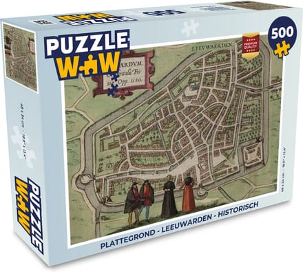 Puzzel Plattegrond - Leeuwarden - Historisch - Legpuzzel - Puzzel 500 stukjes - Stadskaart