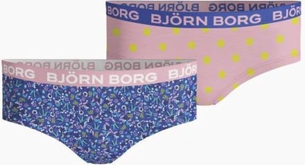 Björn Borg - Meisjes - Stippenprint Hipster 2-Pack - Blauw/Multicolour/Roze - Maat 170