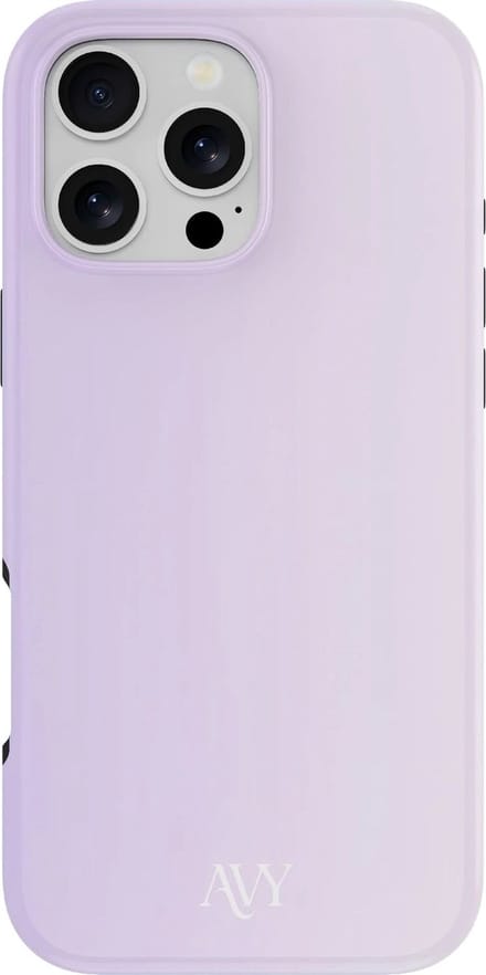AVY Hoesje geschikt voor Apple iPhone 16 Pro | Lavender Glow | Paars | Hard Shell Back Cover | Compatibel met MagSafe & Qi2