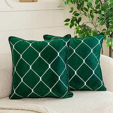 Zachte Velvet Kussenhoezen Set van 2 voor Sofas - Emerald Groen 18x18 Inch