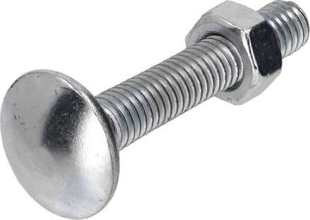 Slotbout met moer M5 x 30mm. lang. 70 stuks Houtbout. Gegalvaniseerd. Ifix.