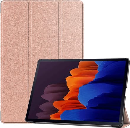 3-Vouw sleepcover hoes - Geschikt voor Samsung Galaxy Tab S7 Plus / Tab S8 Plus - Rose Goud