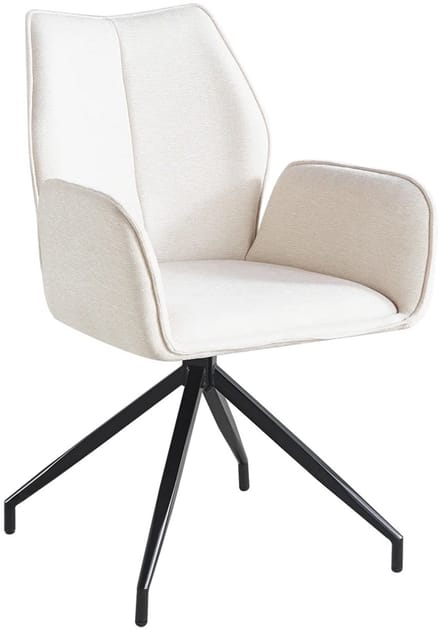 Eetkamerstoel met armleuningen draaibaar beige chenille Halix eetstoel zetel