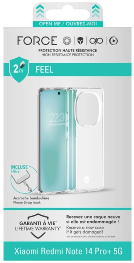 Force Case, Hoesje geschikt voor Xiaomi Redmi Note 14 Pro Plus - Versterkt 2m, Transparant
