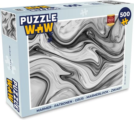 Puzzel Marmer - Patronen - Grijs - Marmerlook - Zwart - Legpuzzel - Puzzel 500 stukjes