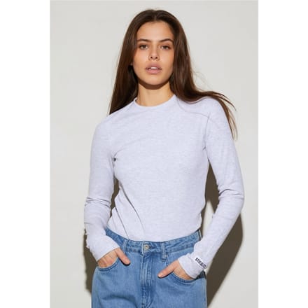 Stieglitz Basic Longsleeve Melange Grey Maat: XL | Tops Outlet | Dames | Grijs