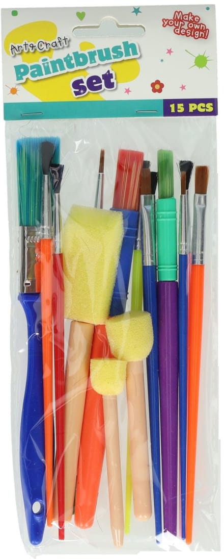 Set Penselen - 3 Foam Penselen 12 Nylon Penselen