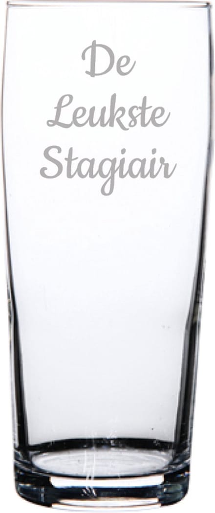 Gegraveerde bierfluitje 19cl De Leukste Stagiair