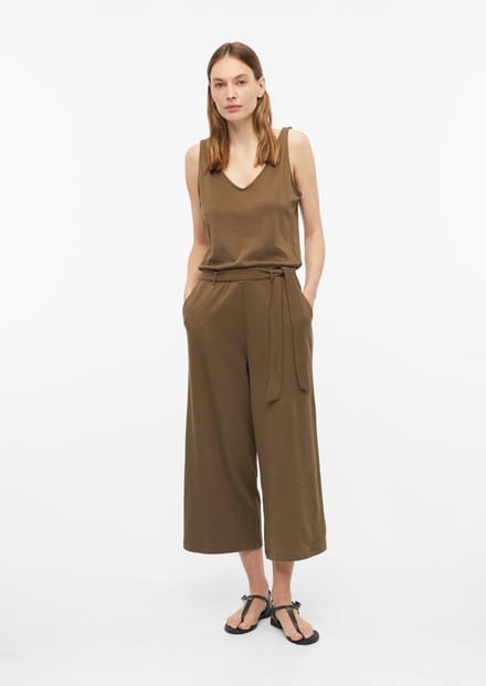 Mouwloze jersey interlock zachte jumpsuit met riem voor vrouwen s.Oliver