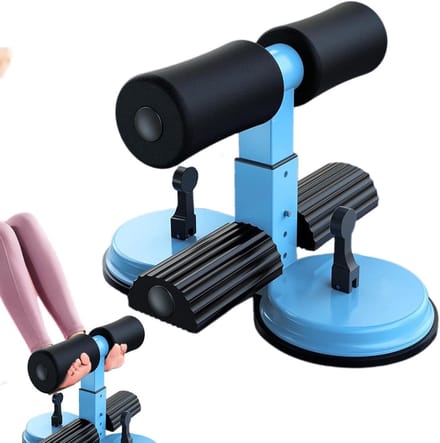 Sit-up apparaat - Buiktrainer thuis - Buikspieren trainen - Dubbele zuignap - 25.5 cm - Blauw