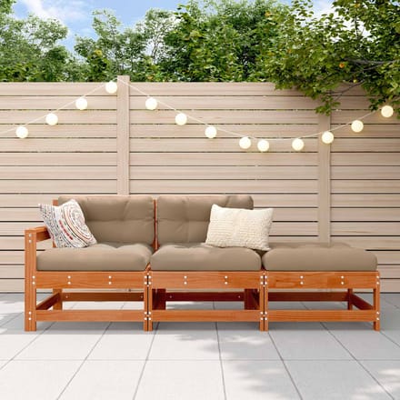 vidaXL - Sectie - Sofa - Eenheden - 3-zits - Massief - grenenhout - Wax - Bruin - Dennen