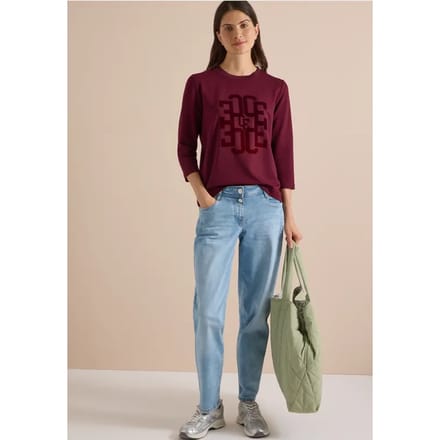 Shirt met 3/4-mouwen, ronde hals en tekst