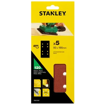 Stanley Schuurvel Quick Fit - K120 - 93x190mm - 5 Stuks