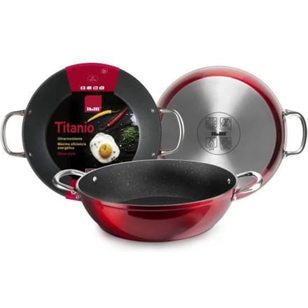 Poêle - IBILI - Honda - 28 cm - Aluminium - Antiadhésif - Rouge rouge
