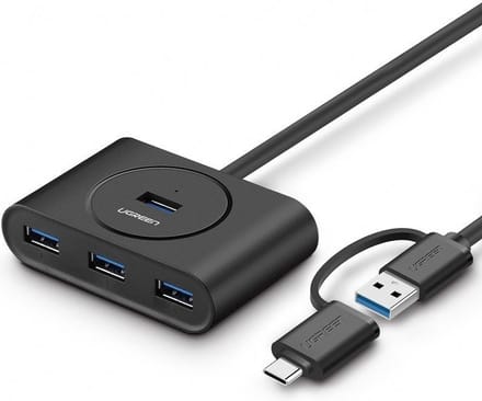 UGREEN USB 3.0 Hub with USB-A & USB-C Port USB hub - 4 - USB 3.0 - Zwart