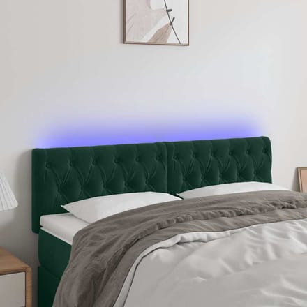 vidaXL - Hoofdbord - LED - 160x7x78/88 - cm - fluweel - donkergroen