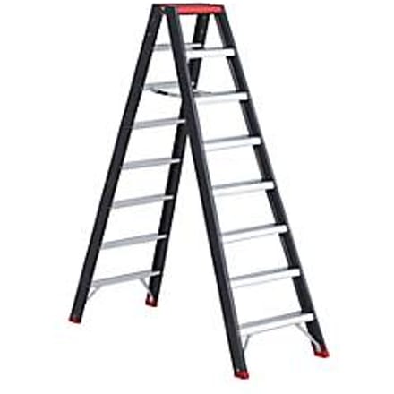 Professional Topline trapladder, 2-zijdig, alu, 2 x 8 treden