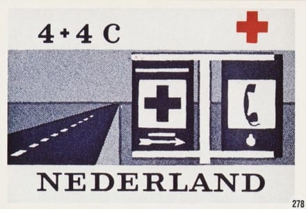 Briefkaart met afbeelding Rode kruis – Hulppost postzegel