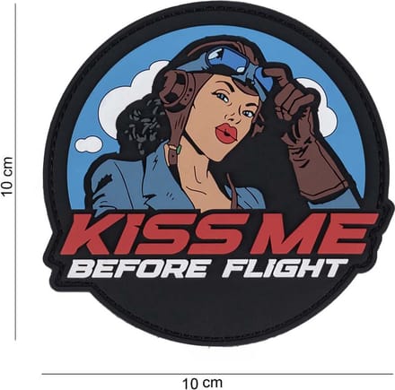 Embleem 3D PVC Kiss me before flight rond