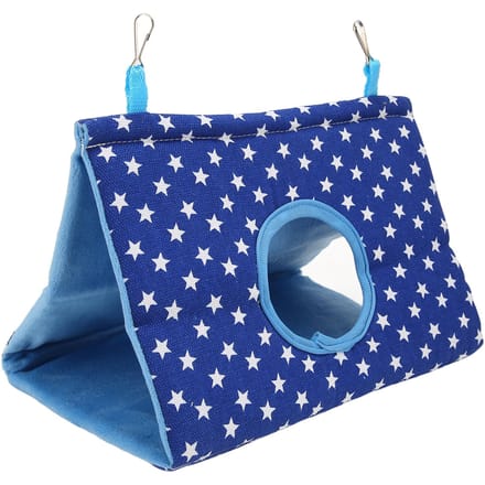 Tente suspendue pour oiseaux, lit triangulaire chaud et confortable pour perroquets, avec crochets, pour perruches ondulées, perruches ondulées, taille M, bleu étoile M blue