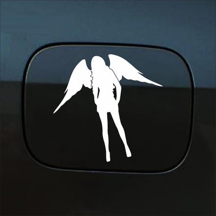 Bumpersticker - Dame Engel - 13 X 14 - Wit