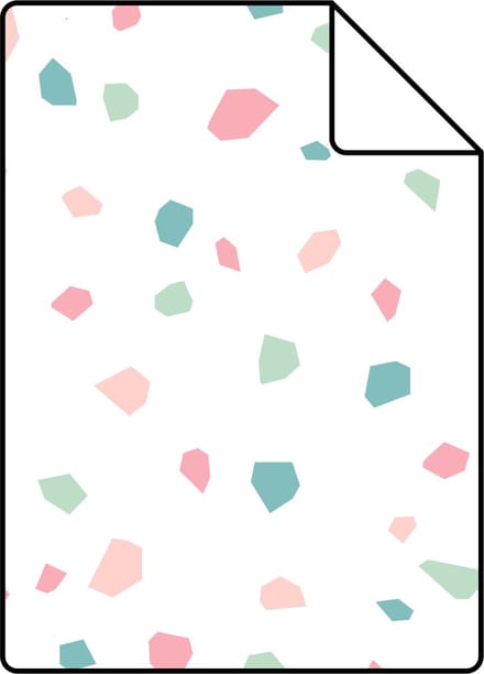 Proefstaal ESTAhome behang terrazzo wit, roze en groen - 26.5 x 21 cm - 139304-S