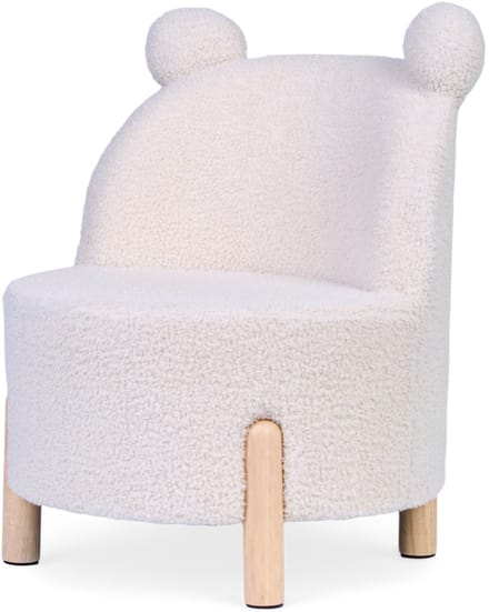 Childhome Teddy Kinderstoeltje - Stoel voor Kinderen in Zachte Teddystof met Berenoortjes - Frame van Berkenhout - Past bij de Teddy Wieg en Kindertafel - Voor Kinderen vanaf 18 Maanden - 45 x 45 x 56 cm - Ecru/Naturel