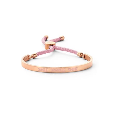 Key Moments 8KM-BC0036 Open Bangle 5mm Smile Sparkle Shine - licht roze