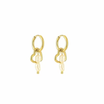 Bijoutheek Oorhangers Hart Parels Goud